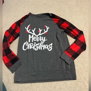 Merry Christmas Plaid Sleeve Shirt